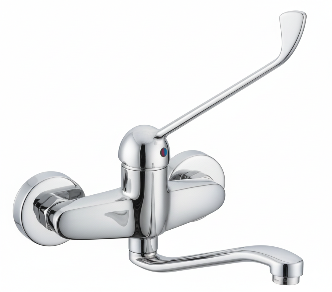 Monomando  Fregadero Clinic pared ca�o bajo curvo crom 0764S01-PC Griferias Borras