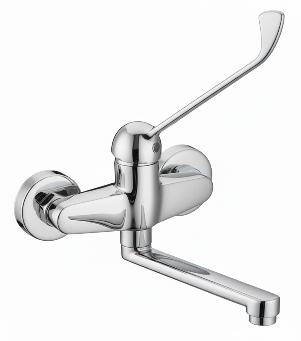 Monomando  Fregadero Clinic pared ca�o bajo recto crom 0764S02-PC Griferias Borras