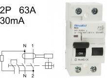 Interruptor diferencial RV31 - AC 2 Polos, 63 Amperios y 30 mA (sensibilidad)