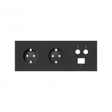 ref. 10020303-238 | Kit frontal Simon 100 con 3 elementos 2 bases+TV+RJ45 negro mate