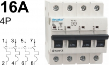 Interruptor Automtico RV30 - 6KA, 4 Polos  - intensidad 16A Curva C