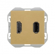 Conector HDMI + USB Tipo A 20000095-095 SIMON 270 Oro