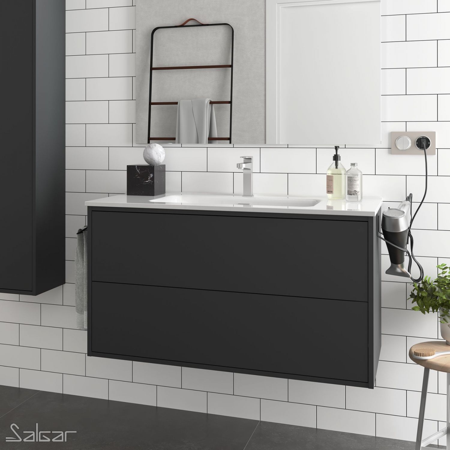 Salgar Optimus Conjunto Mueble de baño Blanco Mate Tableros de partículas Extra Grande