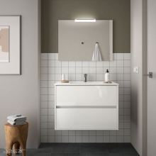 Conjunto completo Baño Salgar NOJA 800 | 85040 - Blanco - mueble + lavabo porcelana + espejo y aplique LED