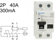 Interruptor diferencial RV31 - AC 2 Polos, 40 Amperios y 300 mA (sensibilidad)
