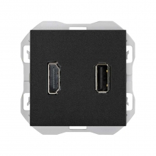 Conector HDMI + USB Tipo A 20000095-098 SIMON 270 Negro Mate