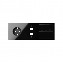 ref. 10020306-138 | Kit frontal Simon 100 con 3 elementos base+CG2USB+persiana negro