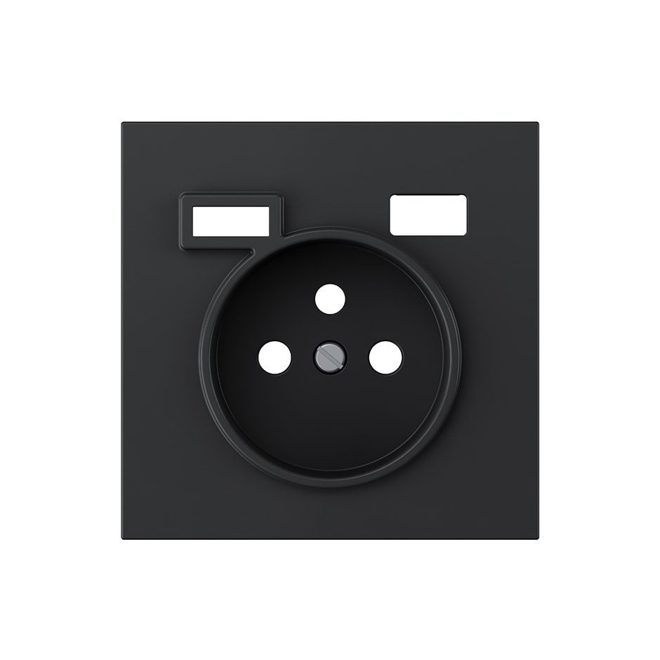 Tapa para toma francesa + 2USB A+C negro mate | Simon 360 negro mate