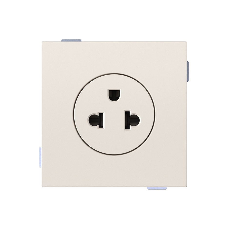 Base de enchufe euroamericana modular 16A 127/250 V~ con sistema de embornamiento a tornillo arena mate | Simon 360 arena mate