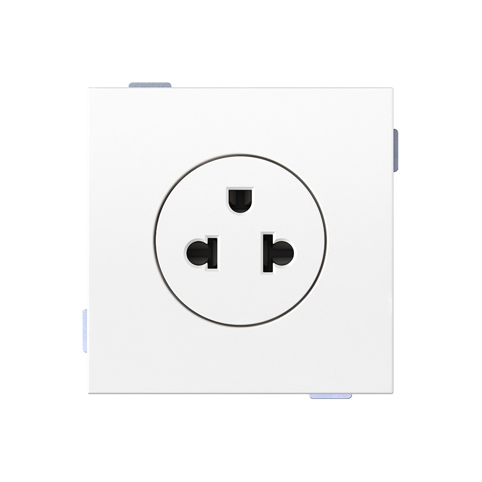 Base de enchufe euroamericana modular 16A 127/250 V~ con sistema de embornamiento a tornillo blanco mate | Simon 360 blanco mate