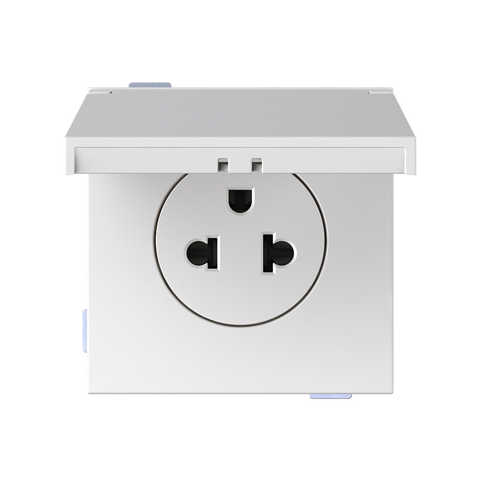 Base de enchufe euroamericana modular 16A 127/250 V~ con sistema de embornamiento a tornillo IP44 blanco mate | Simon 360 blanco mate