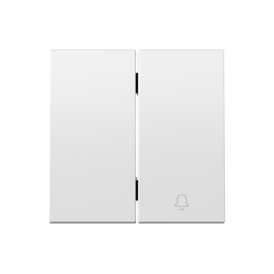 Tecla doble para grupo de 1 conmutador y 1 pulsador con grabado campana pulsante blanco mate | Simon 360 blanco mate