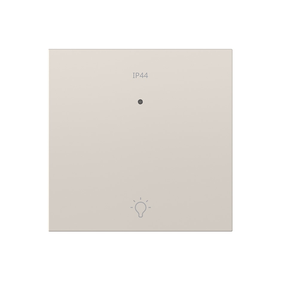 Tecla individual con visor y con grabado luz IP44 pulsante arena mate | Simon 360 arena mate