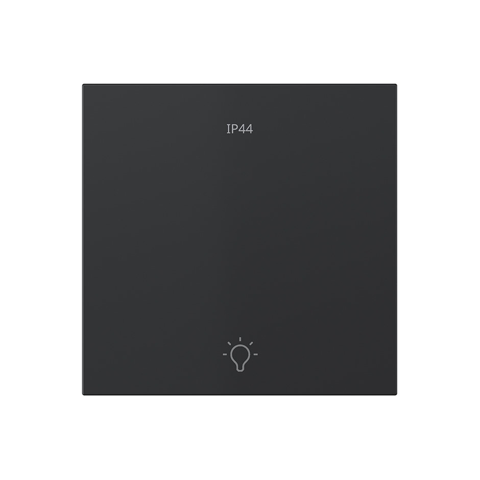 Tecla individual para pulsador con grabado luz IP44 pulsante negro mate | Simon 360 negro mate