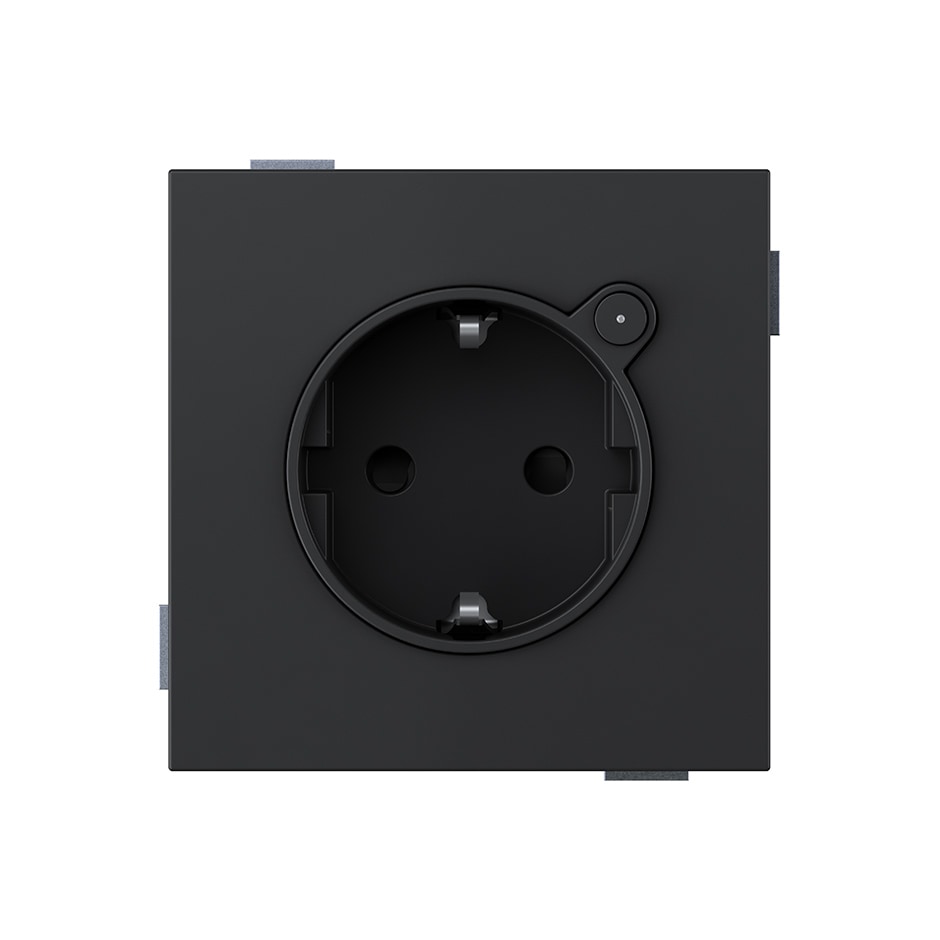 Base de enchufe Schuko LOLA 16A 250 V~ con sistema de embornamiento a tornillo negro mate | Simon 360 negro mate
