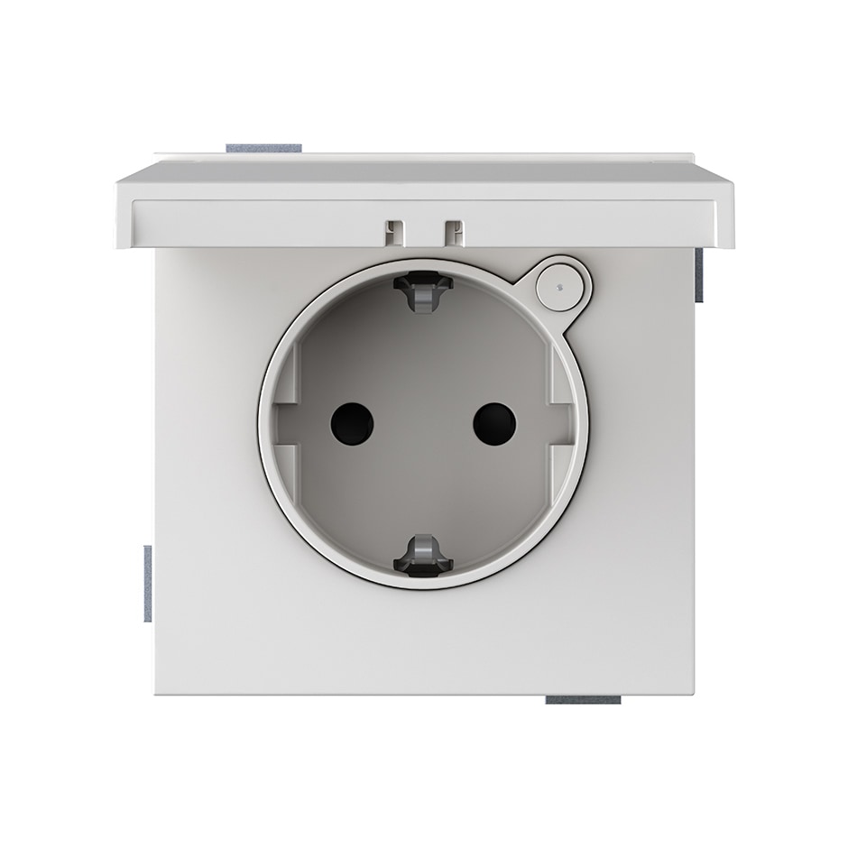 Base de enchufe Schuko LOLA 16A 250 V~ con sistema de embornamiento a tornillo IP44 blanco mate | Simon 360 blanco mate