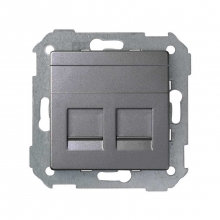 ref. 8200006-096 | Placa v&d universal plana c/g polvo para 2 RJ45 Simon 82 titanio
