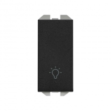 Pulsador con grabado Luz 10A mdulo estrecho 20001151-098 SIMON 270 Negro Mate