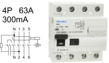 Interruptor diferencial RV31 - AC 4 Polos, 63 Amperios y 300 mA (sensibilidad)