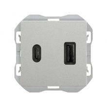 Cargador USB doble A+C 3,1A Quickcharge 20000296-093 SIMON 270 Aluminio