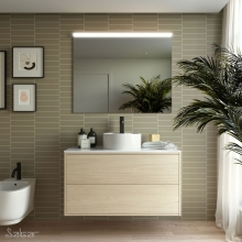 Conjunto Completo Baño Salgar Optimus 1000 | 90886 - Nordick - 2 cajones - mueble + lavabo porcelana + espejo y aplique