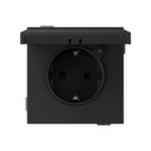 Base de enchufe Schuko LOLA 16A 250 V~ con sistema de embornamiento a tornillo IP44 negro mate | Simon 360 negro mate