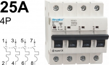 Interruptor Automtico RV30 - 6KA, 4 Polos  - intensidad 25A Curva C