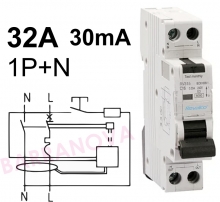 Interruptor diferencial Combinado 1 mdulo RV315 - Sens. 30mA - Ints. 32A