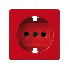 ref. 82041-37 | Tapa enchufe 2 polos+toma tierra lateral+seguridad Simon 82 rojo