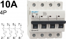 Interruptor Automático RV30 - 6KA, 4 Polos  - intensidad 10A Curva C