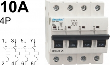 Interruptor Automtico RV30 - 6KA, 4 Polos  - intensidad 10A Curva C