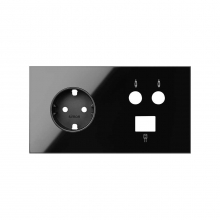 ref. 10020208-138 | Kit frontal Simon 100 con 2 elementos base+television+RJ45 negro