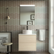 Conjunto Completo Baño Salgar Optimus 600 | 90874 - Nordick - 2 cajones - mueble + lavabo porcelana + espejo y aplique