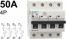Interruptor Automático RV30 - 6KA, 4 Polos  - intensidad 50A Curva C