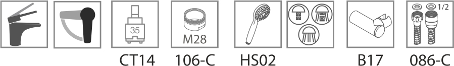 Monomando para baño ducha cromado - BER2653C