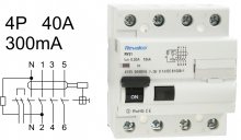 Interruptor diferencial RV31 - AC 4 Polos, 40 Amperios y 300 mA (sensibilidad)