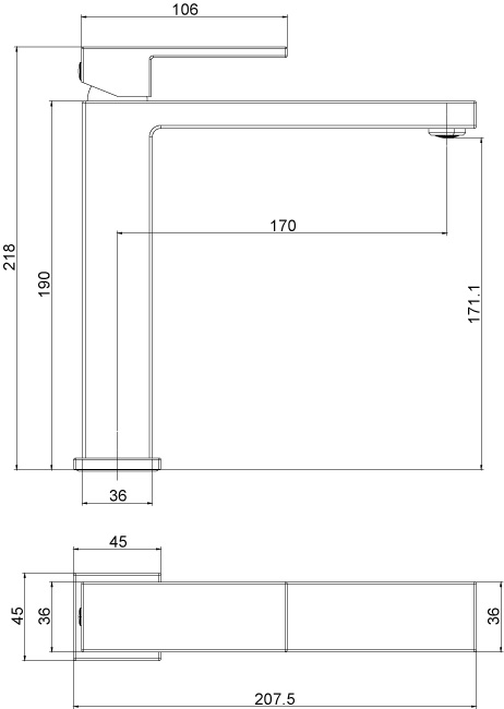 Monomando para lavabo alto cromado - CAT1711-2C