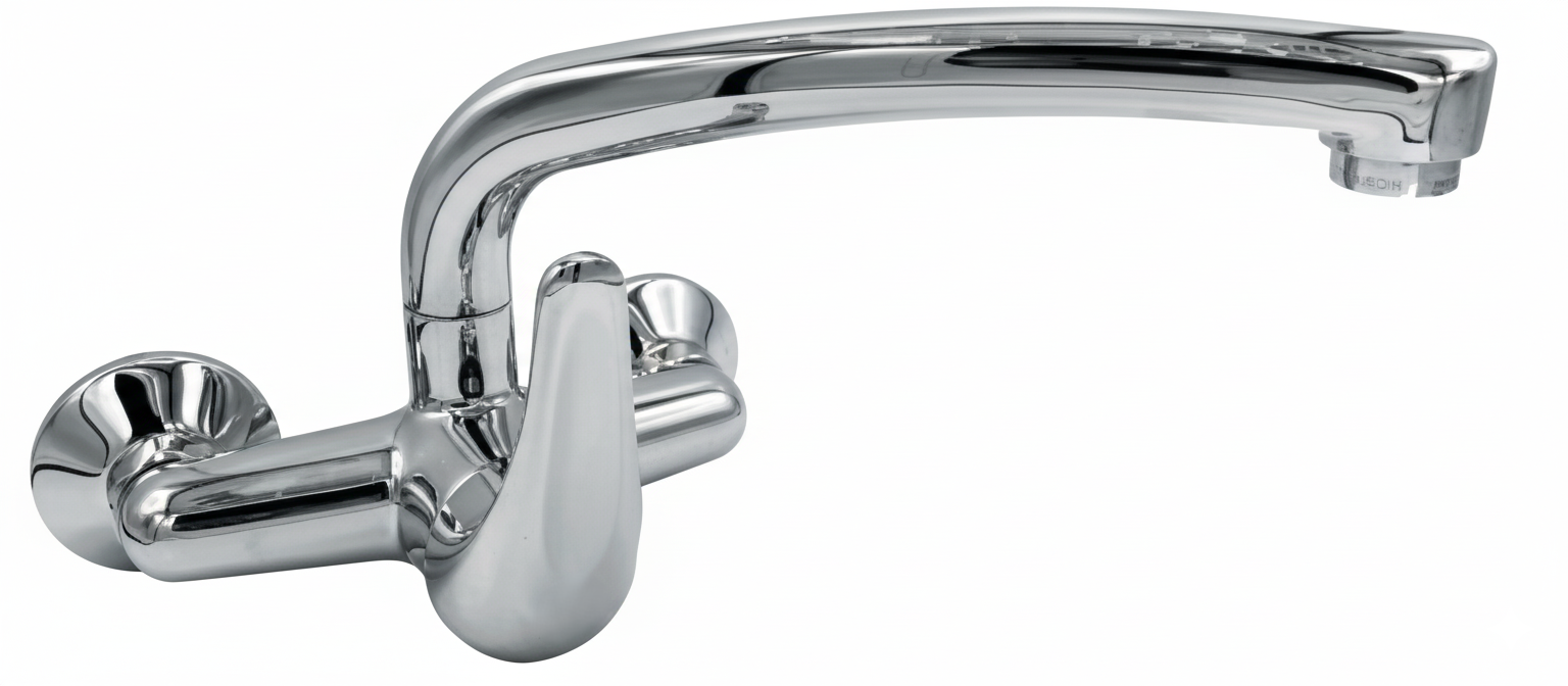 Monomando  Fregadero Cocina pared ca�o alto tubo cromado 73141C Griferias Borras