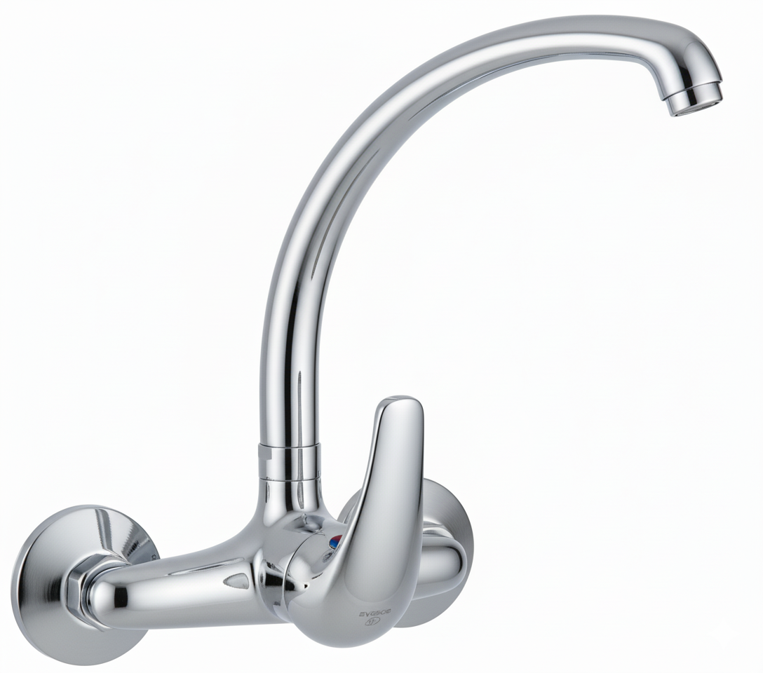 Monomando Fregadero Cocina pared caño alto fundido cromado 73241C Griferias Borras