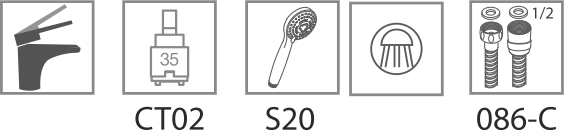 Monomando bano/ducha columna telescopica rociador 200x200mm ORD02368C