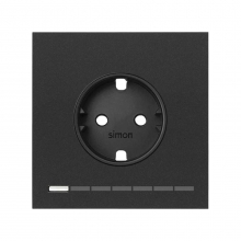 ref. 10021108-238 | Kit frontal Simon 100 con 1 elemento enchufe IO Simon negro mate