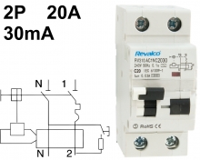 Interruptor diferencial Combinado de dos mdulos RV310 - Sens. 30mA - Ints. 20A
