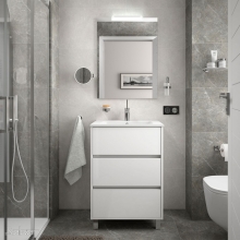 Conjunto Completo Baño Salgar ARENYS 600 | 85101 - Blanco - mueble + lavabo porcelana + espejo y aplique LED