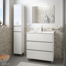 Conjunto Completo Baño Salgar ARENYS 800 | 85109 - Blanco - mueble + lavabo porcelana + espejo y aplique LED