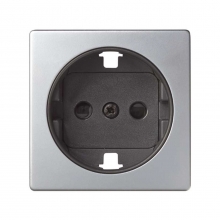 ref. 82041-33 | Tapa enchufe 2 polos+toma tierra lateral+seguridad Simon 82 aluminio