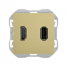 Conector HDMI + USB Tipo A 20000095-097 SIMON 270 Bronce