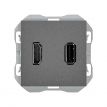 Conector HDMI + USB Tipo A 20000095-096 SIMON 270 Titanio