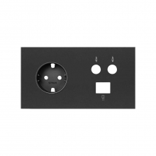 ref. 10020208-238 | Kit frontal Simon 100 con 2 elementos base+TV+RJ45 negro mate