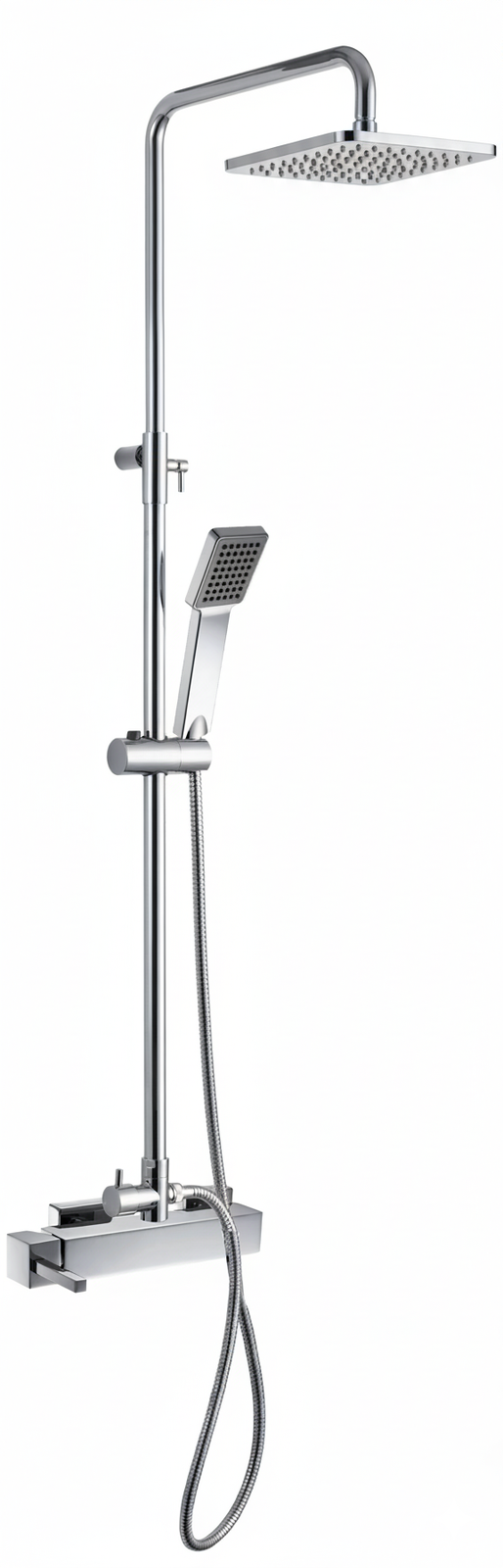 Monomando ducha columna 2V. Amsterdam telesc. roc. cuadrado. 250mm INOX cromado AMS92048C Griferias Borras