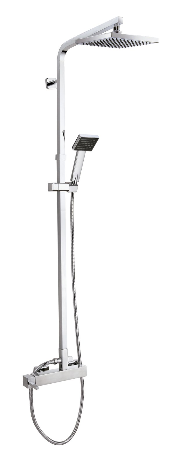 Monomando ducha columna 2V. Amsterdam telesc. roc. cuadrado. 250mm INOX cromado AMS92049C Griferias Borras